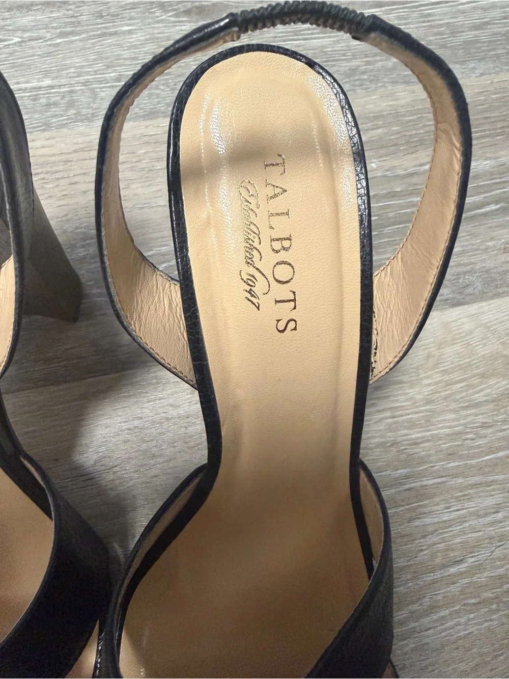 Talbots Black Leather Slingback Block Heel Sandals size 10